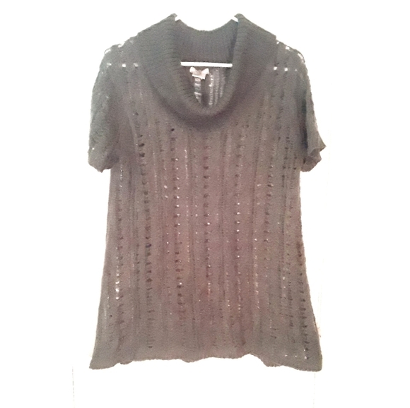 Nubby Mockneck Sheer Green Top - Picture 1 of 8